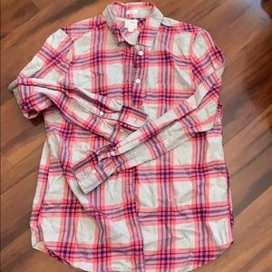 J. Crew flannel hot pink blue gray
